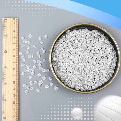 Image of Weysat 30g Mini Volleyball Polymer Clay Slices 0.2 Inch Tiny Clay Volleyball Pieces Sports Sprinkles Ball Confetti for Clips Nail Art DIY Craft Party Decoration Favors for Team Sports Lover