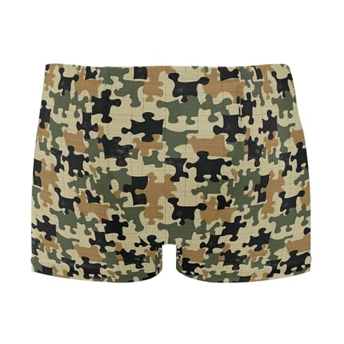 Green Camouflage Mens Swim Trunk Swimwear Bathing Suit Swim Brief Square Leg Board Short S B0405018