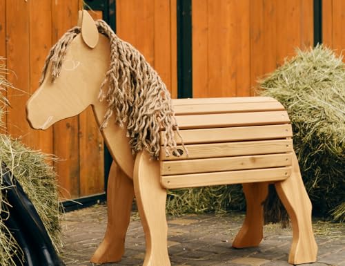 HolzTec Mini-Shetty Luna 59cm Holzpferd - Robuste Sibirische Lärche,...