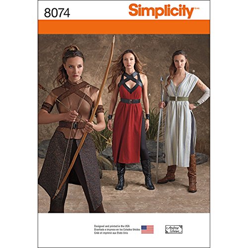 Simplicity 8074 Women's Fantasy Warrior Halloween and Cosplay Costume Sewing Patterns, Sizes 14-22