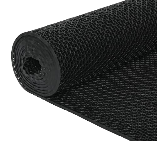 MYOYAY Alfombrilla de drenaje antideslizante de 0,9 x 5 m, 5,5 mm de grosor, antideslizante, con perforaciones, alfombrilla de baño antideslizante, adecuada para baño, garaje y pasillo (negro)