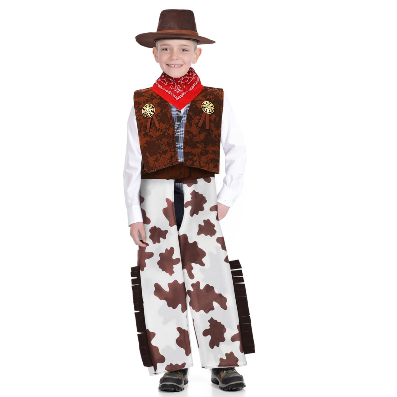 1Set Cowboy Costume Boy Girl Stylish Cowboy Outfit with Hat Vest and Pants for Halloween Cosplay Parties Comfortable and Design for Toddlers
