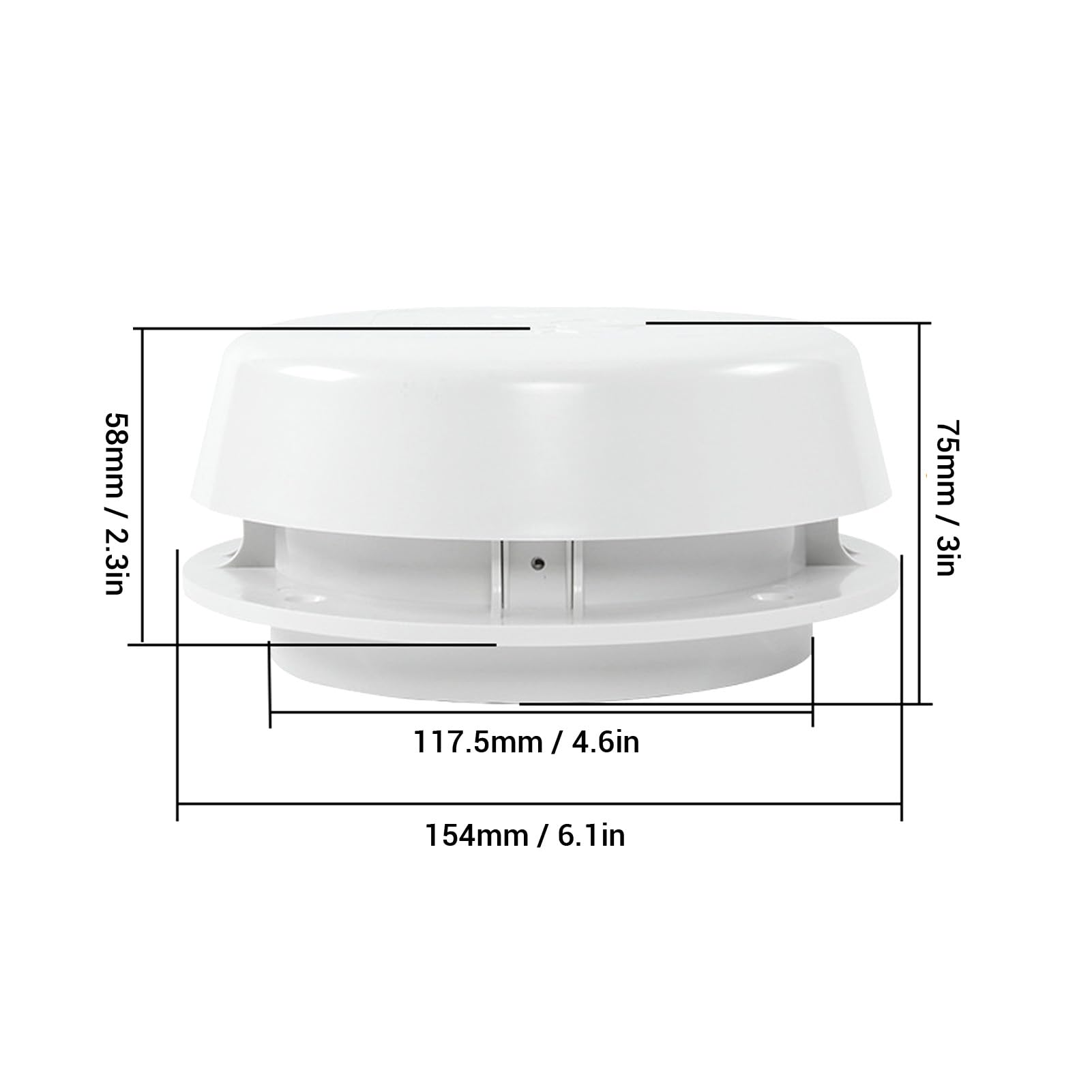 Tapa de Ventilación de Vehículos Recreativos Redondos, Material de ABS Resistente, Flujo de Aire Mejorado, Opciones de Instalación Versátiles, Instalación Rápida, sin Esfuerzo, Pantalla de