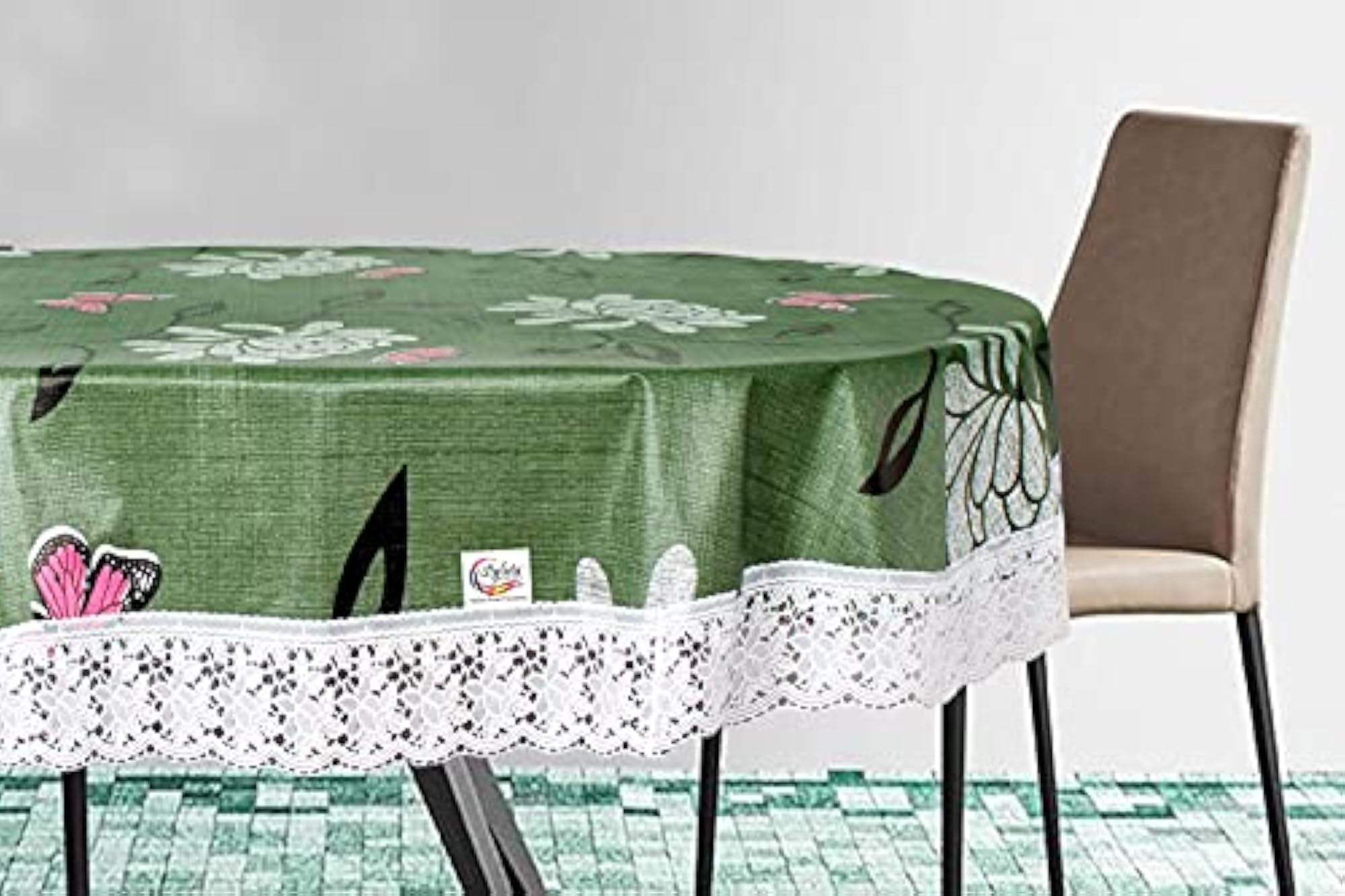 10 Seater Table Cover Oval Shaped with Petals Pattern