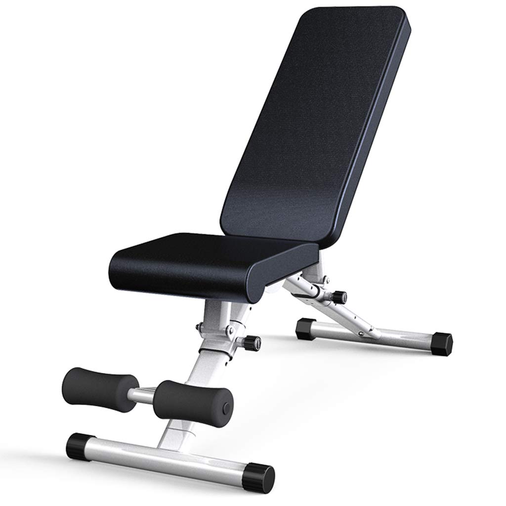 Weight Benches QFF@ Multiple Gears Foldable Sit Up Bench, Multifunctional Adjustable Abdominal Training Workout Slant Bench, Folding Dumbbell Stool, Home Sports Fitness Equipment (White, Silver)