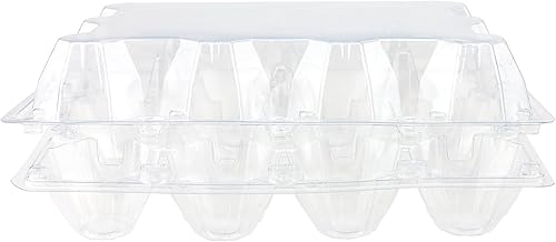 Miniatura 5 de Paquete de 60 cajas de huevos de plástico transparente para 12 huevos, organizador de huevos reutilizable con diseño apilable para almacenamiento en