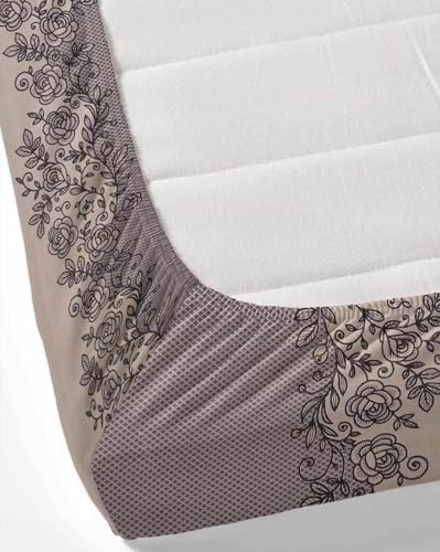 Image of King Size Fitted Bedsheet with 2 Frill Pillow Covers (Coffeefrill, King Size - 72x78 Inch)