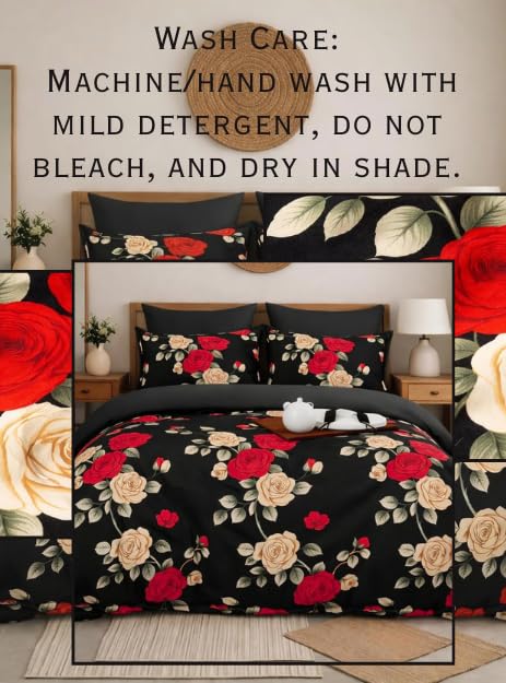 Image of DECORUM Cloud Cotton Double Bedsheet Floral Print with 2 Pillow Covers | 244 TC | Ultra Soft Feel | Premium Comfort | Breathable & Skin Friendly | for Bedroom (90 x 90 Inches)
