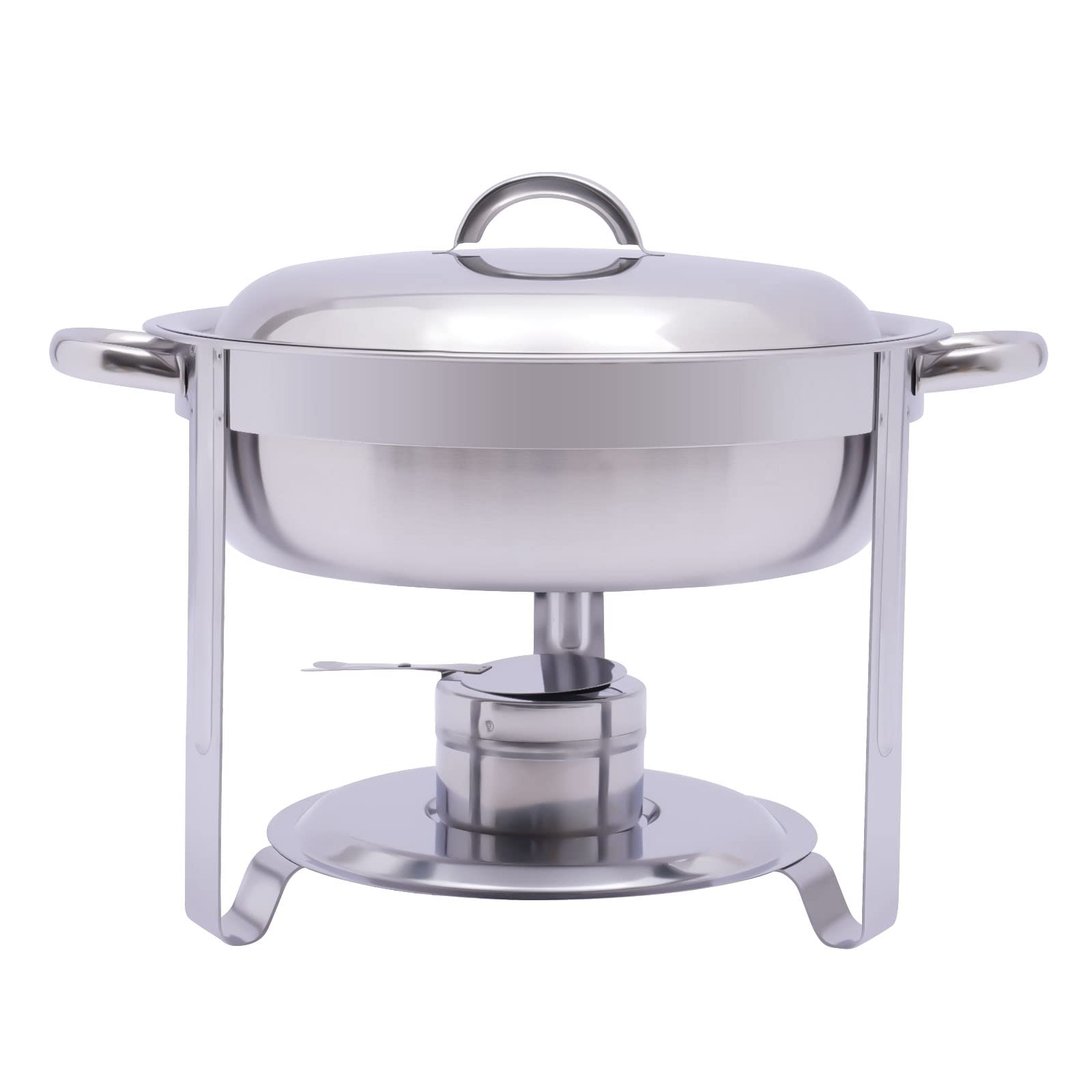 Chafing Dish, scaldavivande rotondo in acciaio inox, 5 litri, per buffet catering gastro e feste
