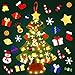SOLEDI Albero di Natale in Feltro per Bambini Albero di Natale Fa Da Te 33 Pezzi Albero di Natale Feltro con LED Luci
