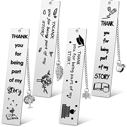 Lewtemi 4 Pcs Teacher Appreciation Bookmark Gifts Thank You for Being Part of My Story Gift for Women Coworker Retirement Farewell Graduation Appreciation Gifts for Colleague Employee