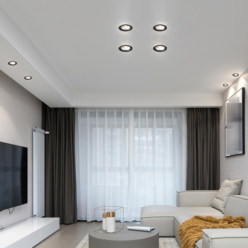 Foco Empotrable Redondo Delgado De 4/6 Pulgadas, Borde Deflector, Foco Empotrable De Luz Diurna De 7 W/9 W, Foco COB Antideslumbrante Profundo, Instalación De Modernización Sencill9w-3000K