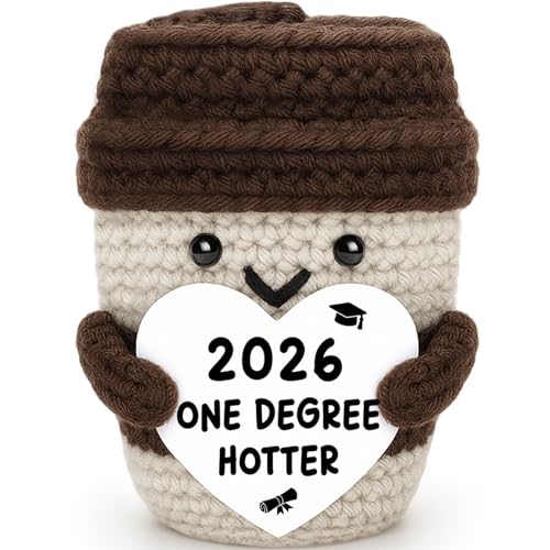 2026 Graduation Gifts for Her Him Funny Graduation Party Decorations Home Desk Decor Handmade Positive Crochet Coffee Mug - One Degree Hotter College High School University Grad Academy Masters Gifts