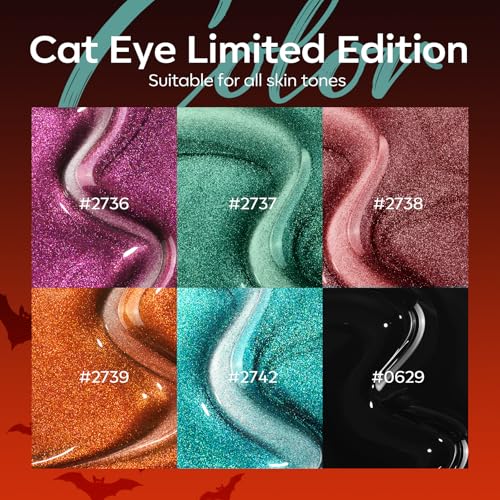 Image of modelones Cat Eye Gel Nail Polish Set Halloween 6Colors Sticker