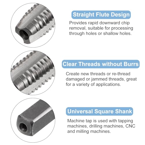 QUARKZMAN Metrisches Gewindebohrer M8 x 1,25 H2 Linksgewinde 100mm Extra langer gerader Flöten-Gewindefräser Gewindeschneidwerkzeug