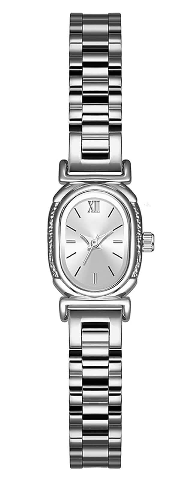 SBIAOYE Women’s Bracelet Watch Small Face Elegant Oval Quartz Analog Wristwatch with Metal Link Band Slim Dial Dress Watch for Ladies Alloy Steel