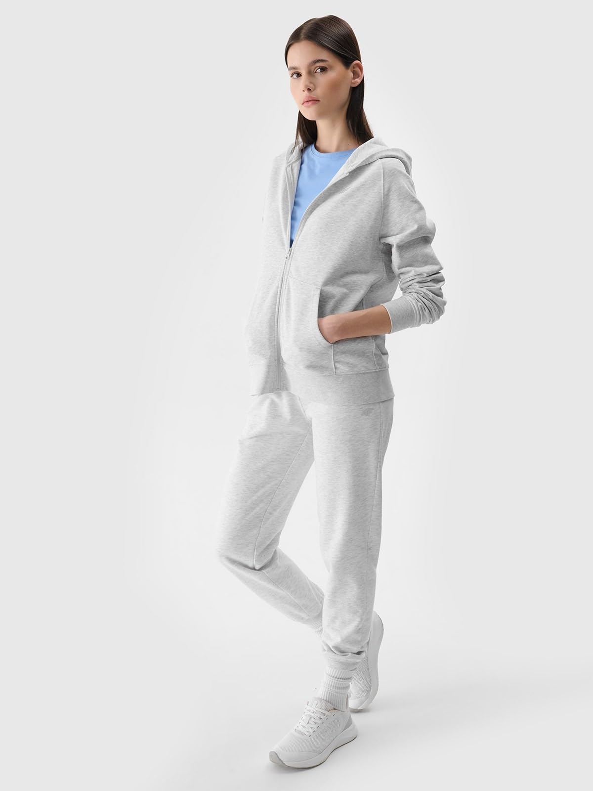 4F Bluza dresowa rozpinana z kapturem damska