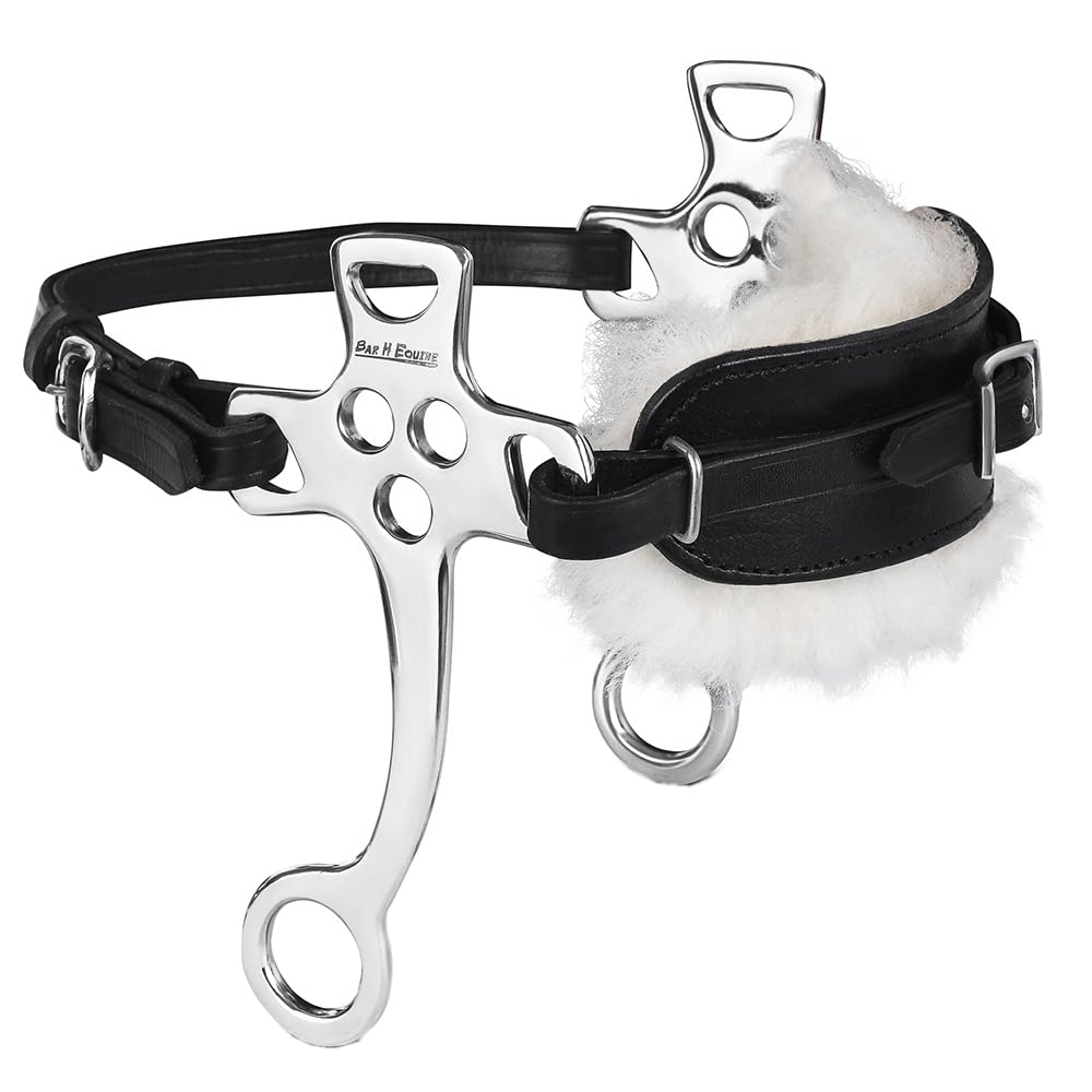 HILASON Side Stainless Steel Horse Hackamore Bit W/Black Leather