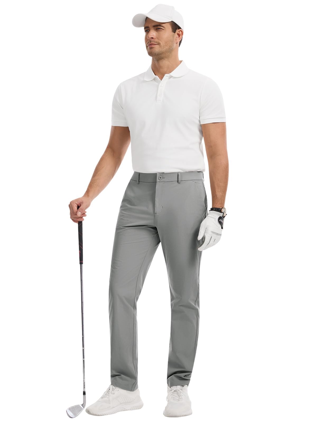 Runcati Spodnie golfowe ze stretchu, oddychające spodnie z kieszeniami, slim fit, szybkoschnące, lekkie spodnie materiałowe