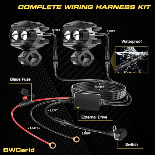 Bwcarid D7 Led Motorcycle Auxiliary Lights Kit 50W White Amber Spot Driving Fog Lights Strobe 6 Modes thumb #4