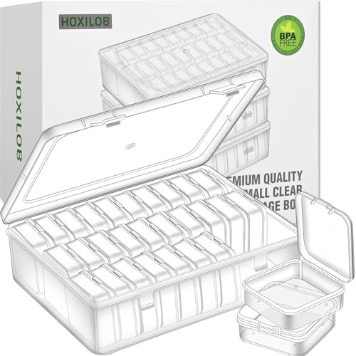 Image of Bead Organizer Box, 90pcs Small Clear Plastic Storage Containers, Craft Storage Box Features Hinged Lid and Labels, Mini Boxes for Bracelets, Jewelry, Diamonds, Clay Beads, Screws, Seeds, Small Parts