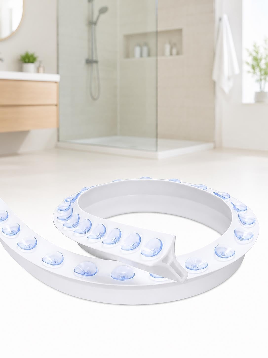 Flexible Duschbarriere mit Saugnäpfen, schneidbare Silikon-Wasserschwelle