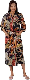 FRAU MANIA Cotton Kimono Night Wear Sleep Wear one piece dress beach wear multicolor size M TO 2XL(38 TO 44) (multicolor08)-picture-56