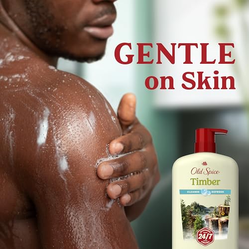Image of Old Spice Cleansing Body Wash for Men, 24 /7 Shower Fresh with Lasting Scent, Cleanse & Refresh, Gentle on Skin, Vitamin B3, Timber with Sandalwood + Cypress Scent, 30 oz (Pack of 4)