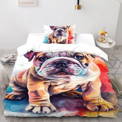 Parure de lit chien microfbre 135x200 2 pièces housse et taie
