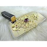 Apple iPhone 7 Paris France フィリグリー装飾と豪華なスワロフスキークリスタル。カラーミラーシェル金. iPhone6で利用できます. 大きなアメジスト結晶、小さな結晶と虹色のフクシア 口紅には含まれていません