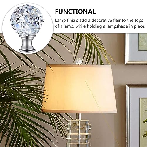 Image of OSALADI Crystal Lamp Finials Diamond Finials for Lamp Shade Clear Screw Topper Decorative for Table or Floor s