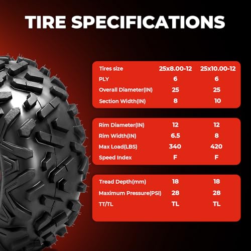 MOTOOS 25x8-12 25x10-12 ATV Tires