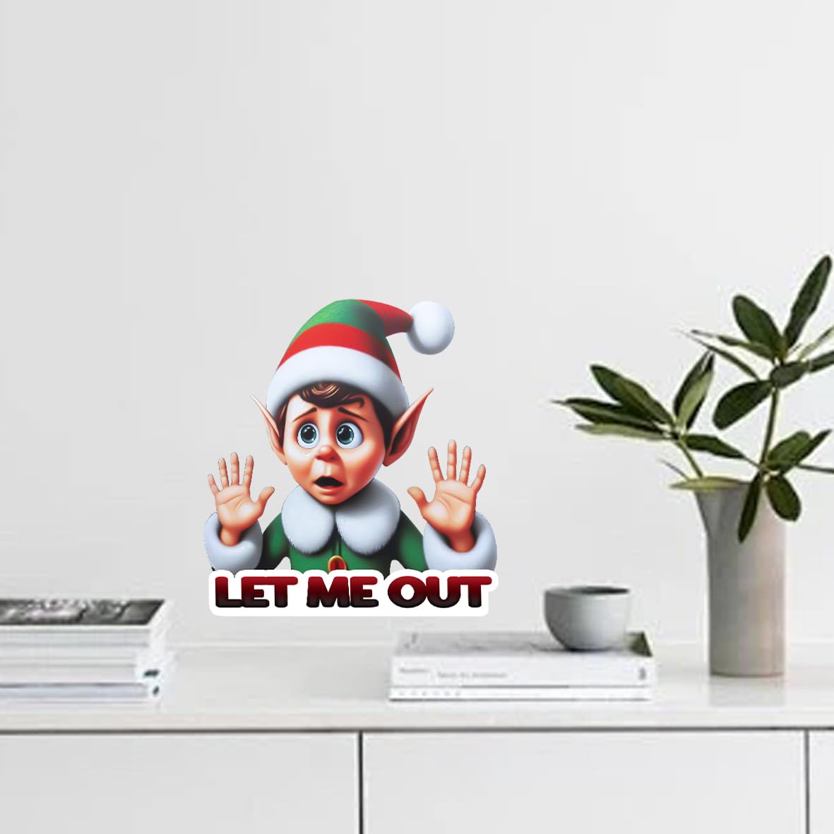 Nouiroy Santa Waving Hands Decal Christmas Toilet Seat Lid Stickers,Self-Adhesive Christmas Toilet Seat Decals DIY Removable Waterproof Toilet Sticker Christmas Decor Decals (Let Me Out Elf)