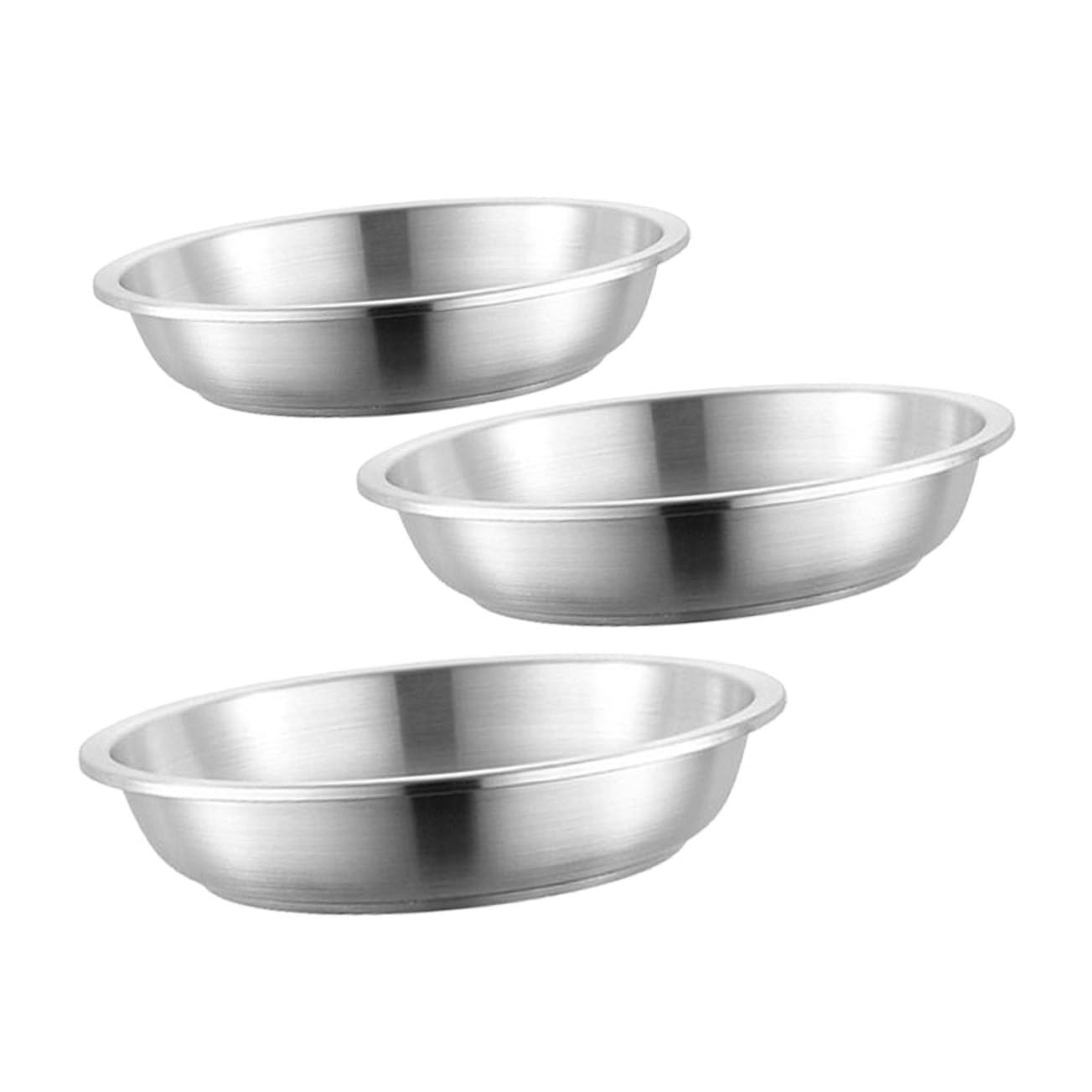 COLLBATH 3pcs Stainless Steel Round Plates Dinner and Snack Dishes for Camping Picnics Home Use Lightweight Sturdy Easy to Stack Metal Plates Resistant