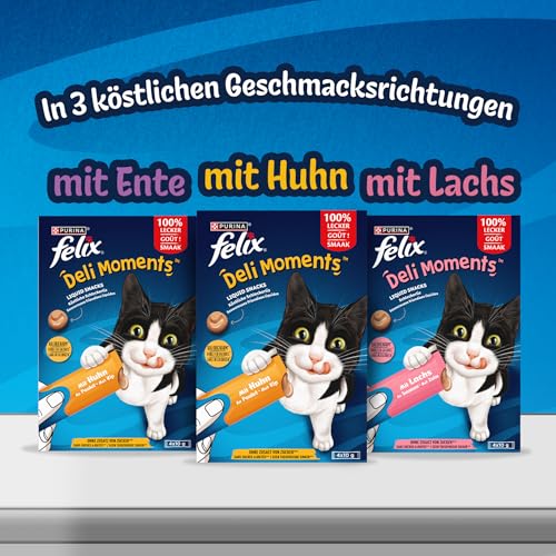 Felix Deli Moments, Cremiger Katzensnack mit Huhn, 44er Pack (44 x 10g)