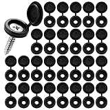 100 Stücke Schraubenabdeckungen Schraubenkappen Schrauben Abdeckkappen Klappschraubenabdeckung Faltschraube Schnappdeckel Kunststoff Schwarz Für Schrank Schrauben