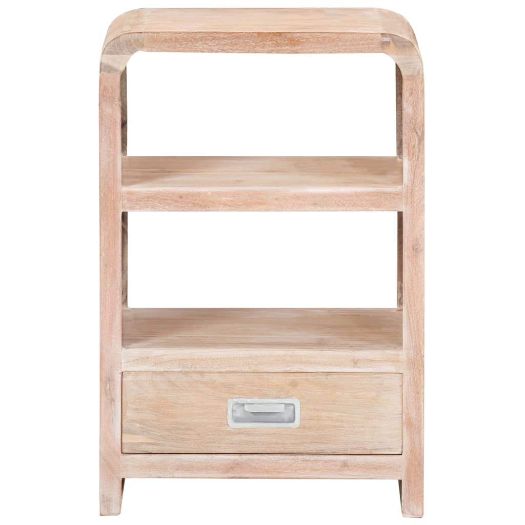 Comodino in legno massiccio di acacia, 40 x 30 x 60 cm, bianco