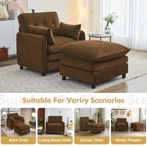 Sillón Chenille Marrón Extra Ancho Plegable miniatura 6
