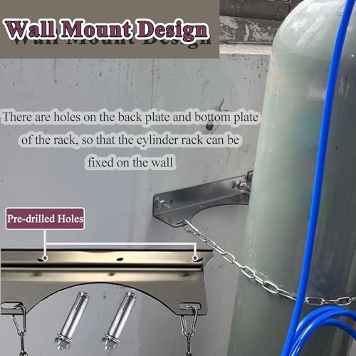 Support réservoir azote propane anti-chute fixation murale de cylindre de gaz pour atelier - 5