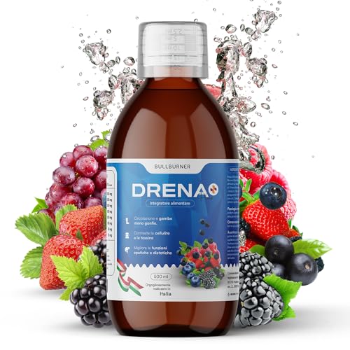 Bull Burner Drenante forte dimagrante Donna Brucia Grassi Potenti Veloci Anticellulite Gambe Detox Depurativo Fegato e Intestino Pancia Piatta e Peso Forma Gusto Frutti di Bosco 500 ml Made in Italy