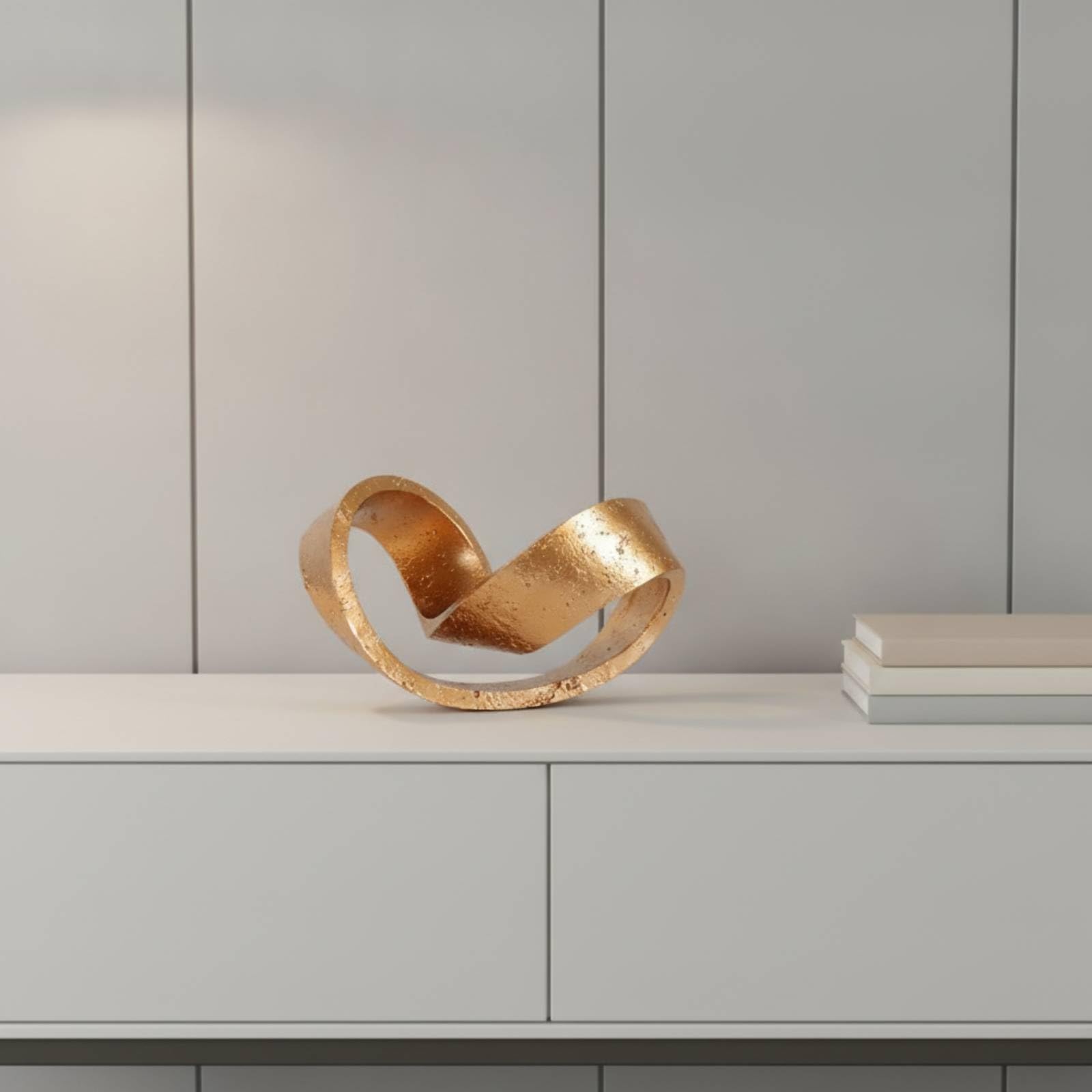 Colcolo Aro Geométrico Decorativo Anillo Ornamental Escultura de Diseño Adorno de Superficie en Resina con Textura de Piedra y Acabado Brillante Adecuado para, Dorado A, Geométrico