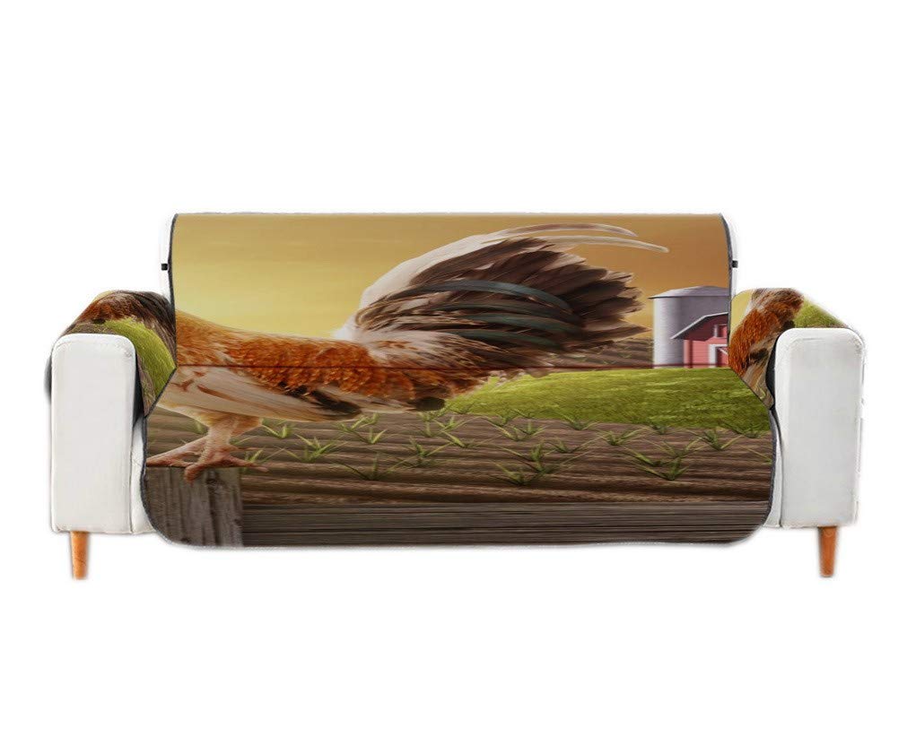 Housse de canapé en velours A.Monamour, protection haut de gamme motif coq de ferme