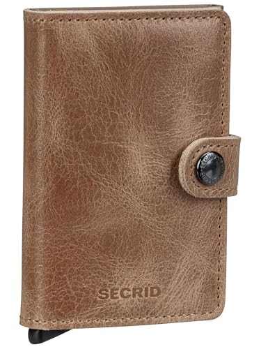 Image of SECRID - Men Mini Wallet Genuine Vintage Leather RFID Safe Card Case for max 10 cards (Taupe)