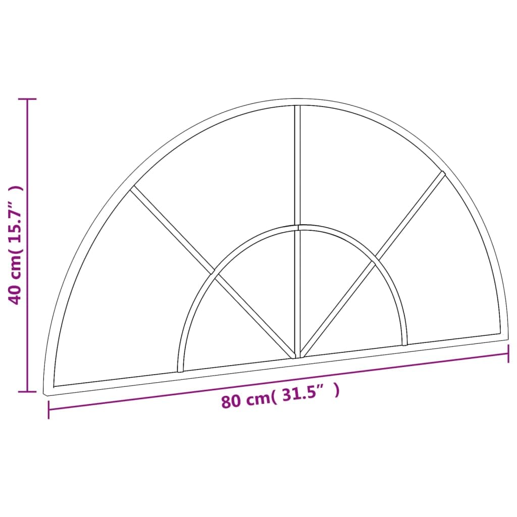 Miroir Mural Noir en Fer 80x40 cm avec Cadre Enduit de Poudre, Design Arche pour décoration Maison Salon Chambre Salle de Bain Couloir, reflet Clair et Fixation Murale Pratique