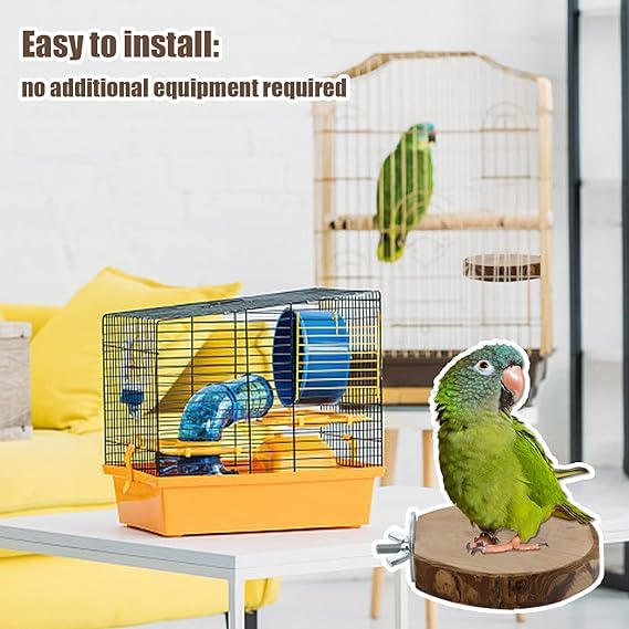 Image of 8 Pieces Natural Wood Bird Perch Wooden Parrot Perch Stand Fork Toys Hanging Multi-Branch Perch Platform Hammock Swing Toy for Macaws, Small Parakeets, Conures, Budgies, Finches