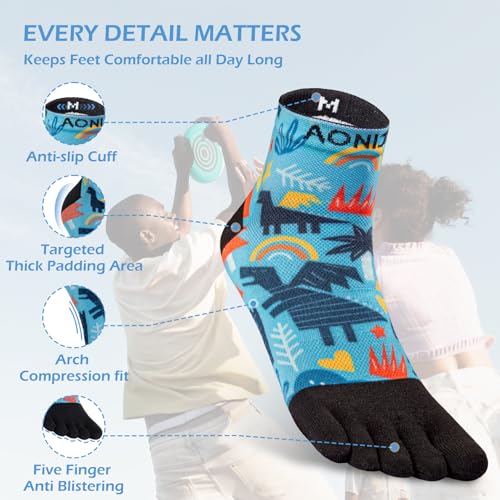 Toe Socks for Men and Women Cool-max Five Finger Socks High Performance Athletic Running Toe Socks 3 Pairs3