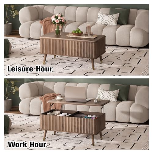 Image of JOINICE 38 inch Lift Top Coffee Table with Storage for Living Room,Walnut