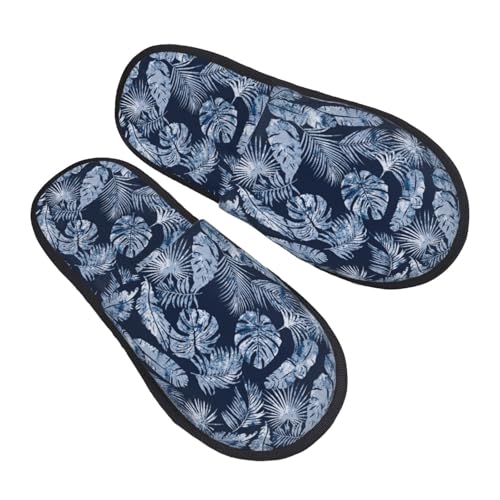 Tropical Leaves Print Women Slippers Home Furry Shoes Keep Men Couples Shoes Warm For Women-2