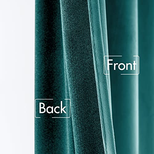 Image of MIULEE Teal Velvet Curtains 52x84 inches 2 Panels Luxury Blackout Curtains | Thermal Insulated, Super Soft Window Drapes for Bedroom Living Room, Rod Pocket & Back Tab
