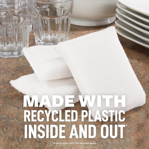 Image of Scotch-Brite Greener Clean Non Scratch Scrubber: 2.6 in. x 4.1 in. x 0.7 in. / 3-Pack (White)